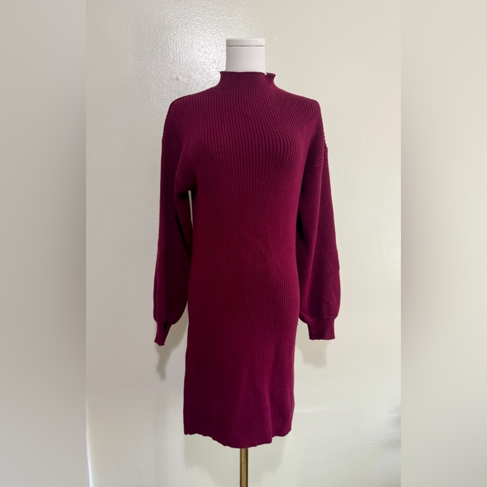 Line & Dot Rich Burgundy Long Sleeve Dress